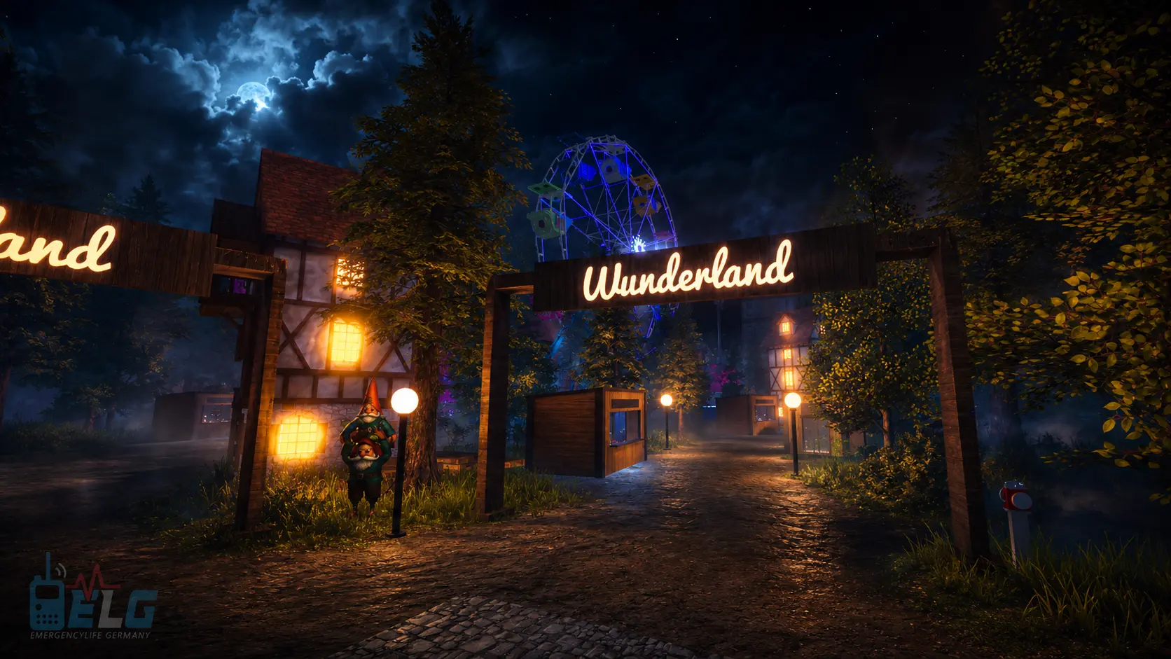 Wunderland Eventbereich bei Nacht